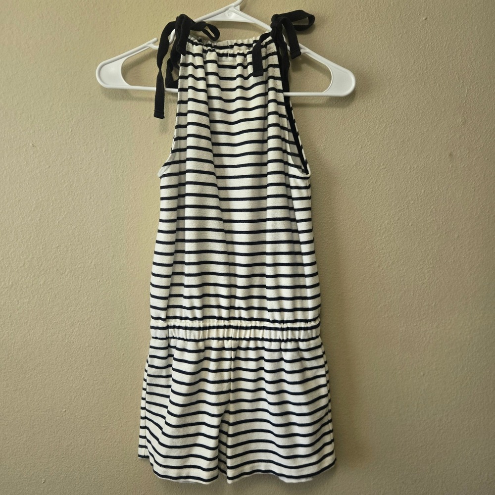 Madewell Striped Halter Romper XXS Navy White Tie Shoulder Pique‎ F1615 Nautical